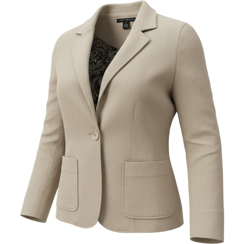 Larry Levine Stretch Corduroy Blazer Tan Beige Paisley Lining Size 10 Jacket